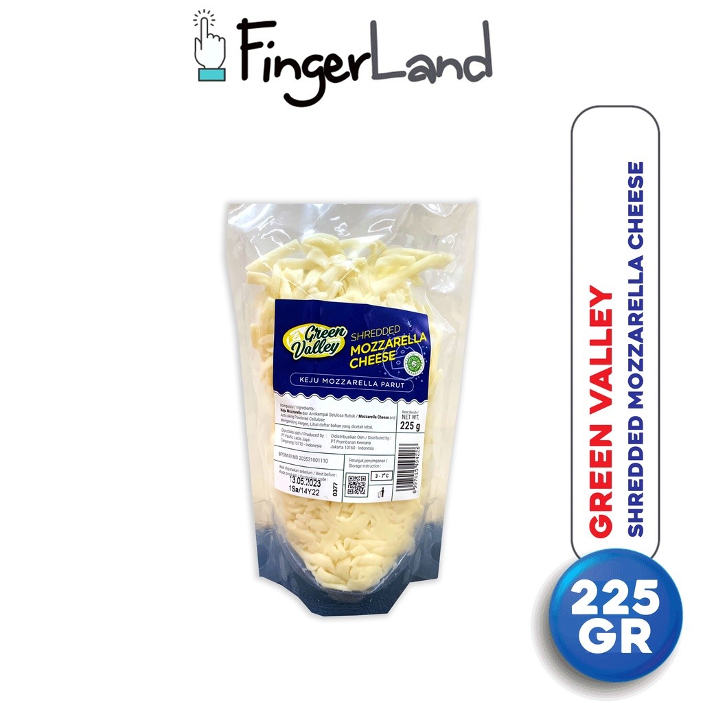 

GREEN VALLEY SHREDDED MOZZARELLA CHEESE 225 GRAM KEJU MOZZARELLA PARUT TERLARIS