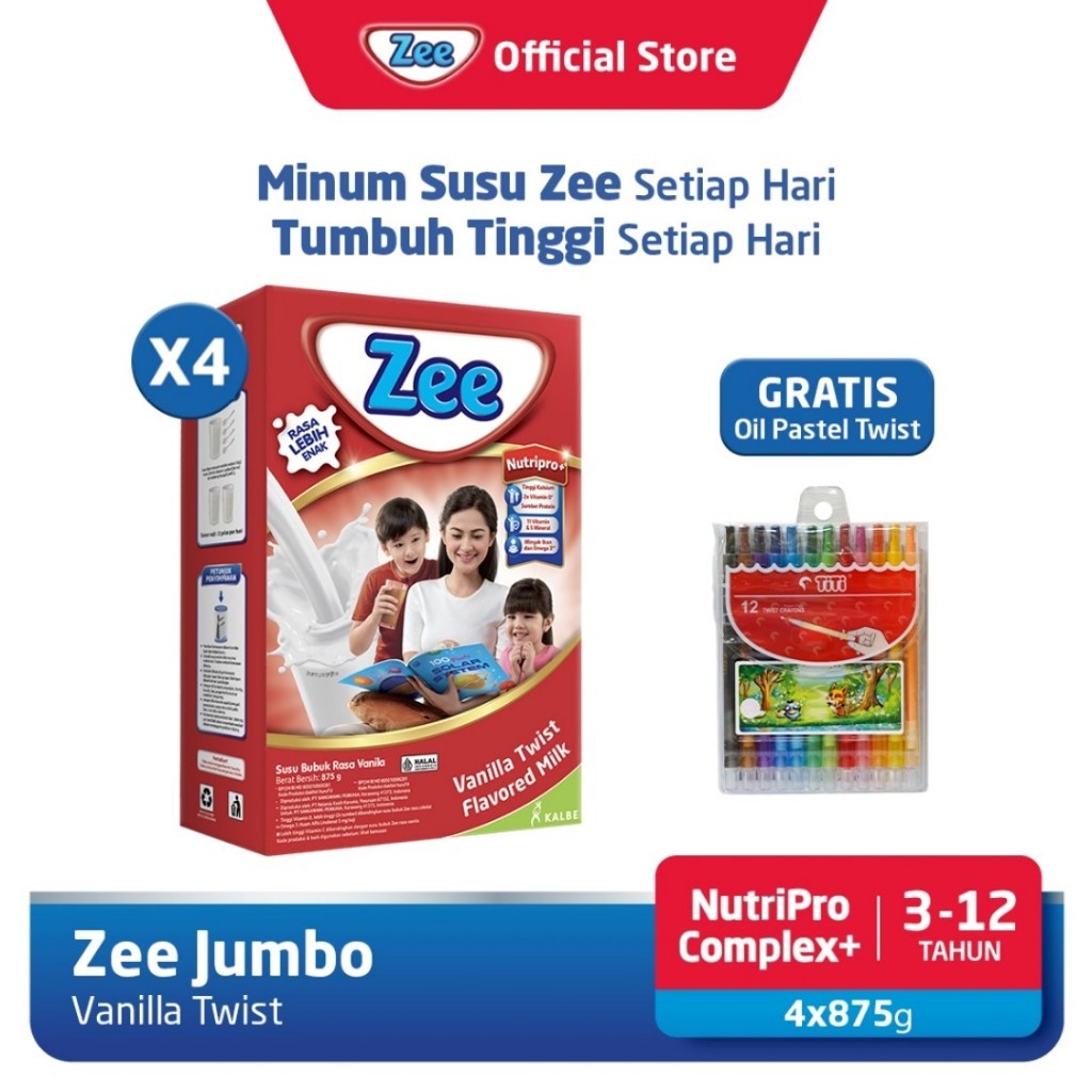 

ZEE REGULER JUMBO VANILLA TWIST MILK 875GR (4PCS) FREE TITI OIL PASTEL TWIST TERLARIS