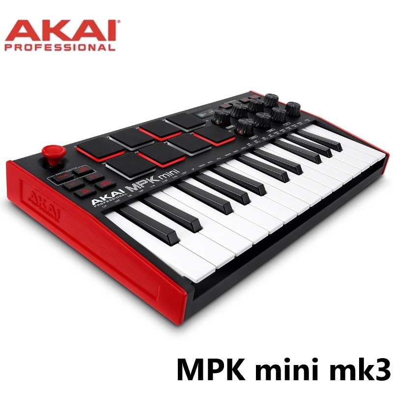 AKAI Professional MPK Mini MK3 - 25 Key USB MIDI Keyboard Controller With 8 Backlit Drum Pads, 8 Kno