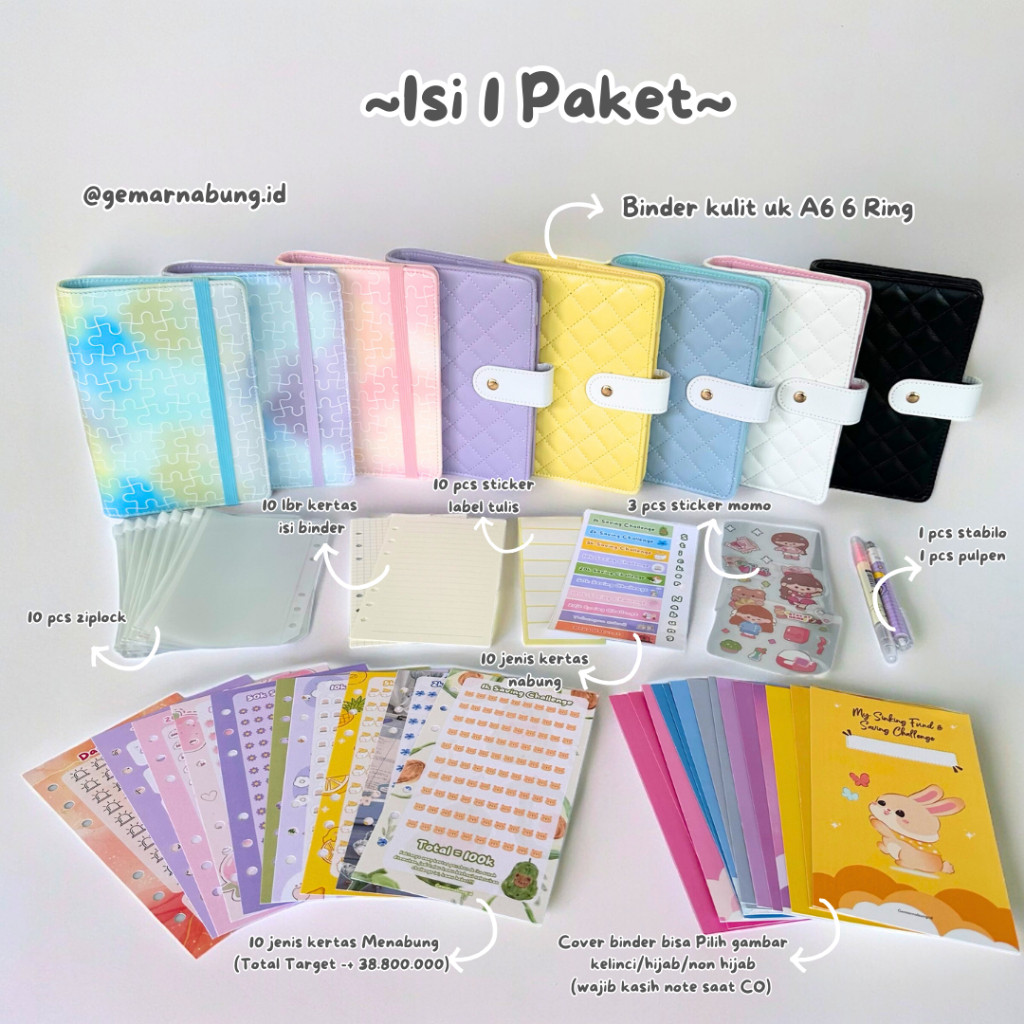 

[READY] Paket Binder Keuangan Lengkap A6 Set 10 Ziplock Premium, Menabung Sinking Fund Seru