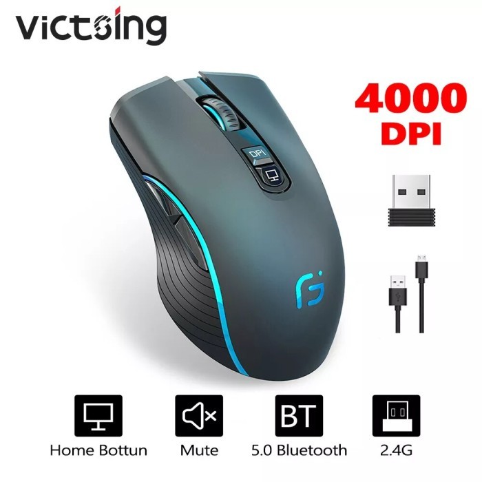 VicTsing X9 2.4G wireless mouse Bluetooth 5.0 rechargeable 4000DPI