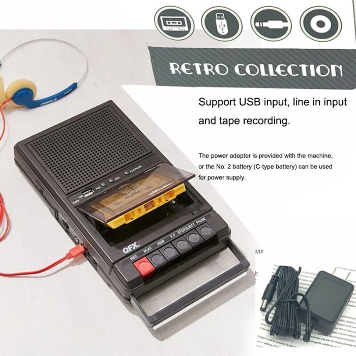 Vintage Tape Recorder 2-in-1 Box Type Portable Speaker Recorder