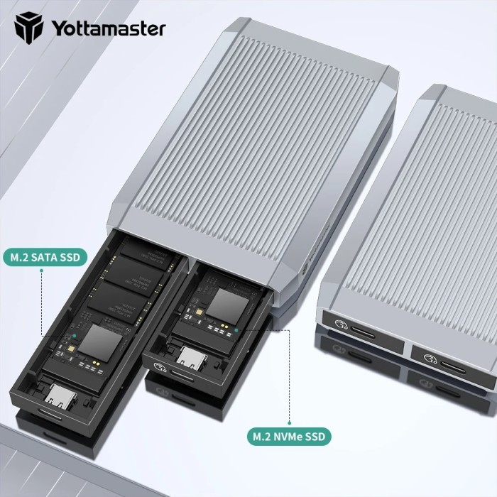 Yottamaster 10Gbps Tool Free Dual Bay M.2 NVMe 2bay SSD Enclosure