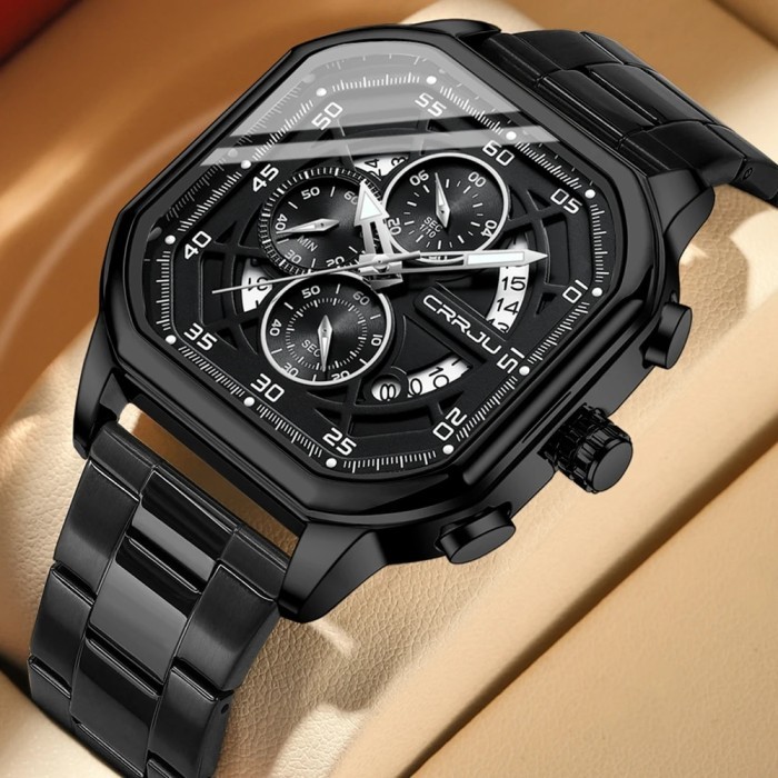 CRRJU Mens Watches Fashion Business Chronograph Quartz Watch with
