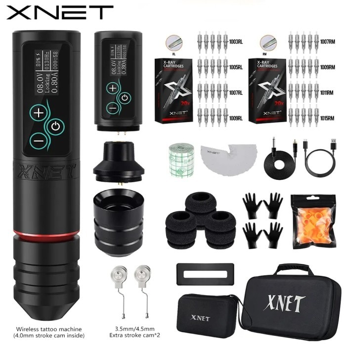 XNET Vane Wireless Tattoo Machine Pen Kit with Extra 36mm Grip