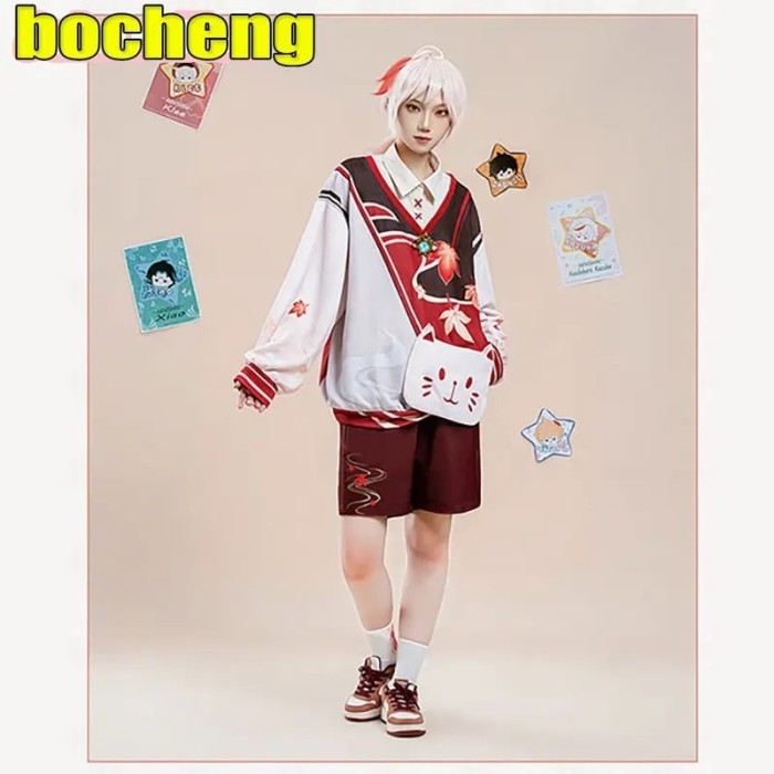 Doujin Kaedehara Kazuha Cat Cosplay Costume Cos Game Genshin Impact