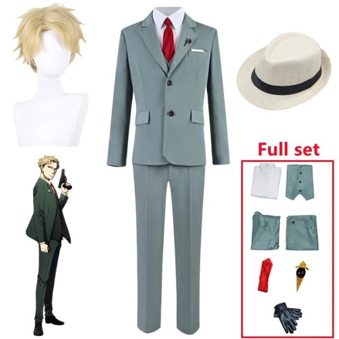 Anime Spy X Family Twilight Cosplay Loid Forger Costume Wig Brooch
