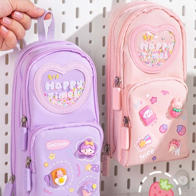 

3D model tas lucu korea kapasitas besar Anak Tempat Pensil Kotak Pensil Anak Sekolah Pencil Case Hiasan Glitter Karakter Tas Lucu Perempuan