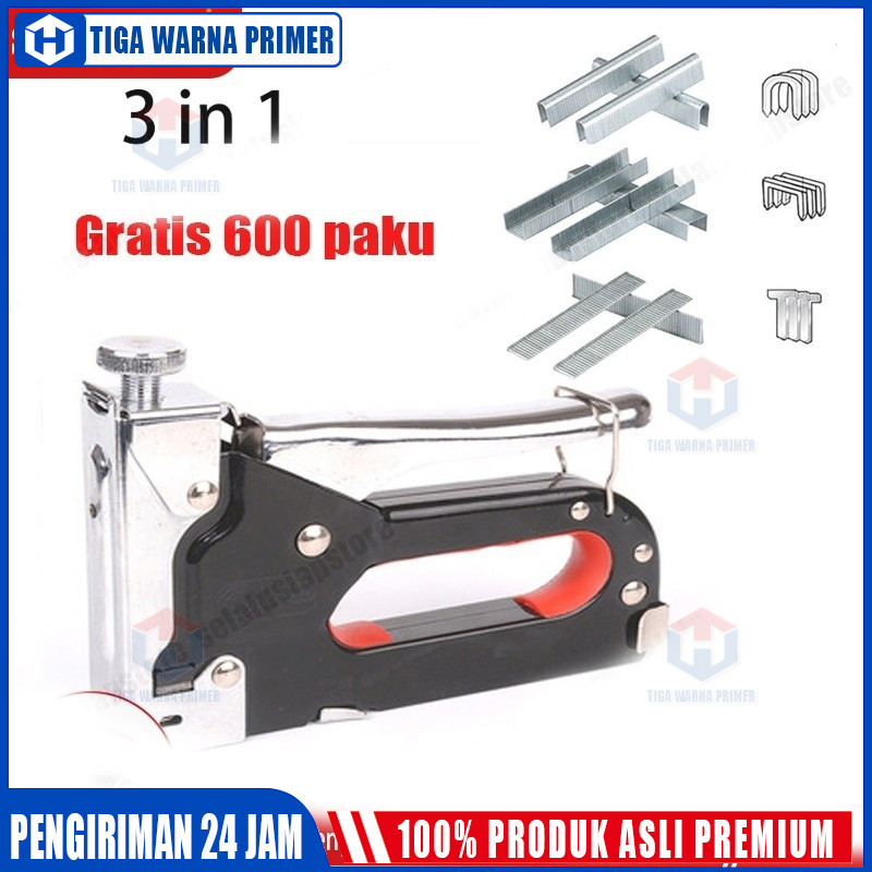 

Gratis 600 paku Staples Gun Tacker Mollar 3 in 1 / Staple Jok Tembak Hekter 3 Way Dapat 3 jenis paku/3 in 1 Staples Gun Tacker Mollar