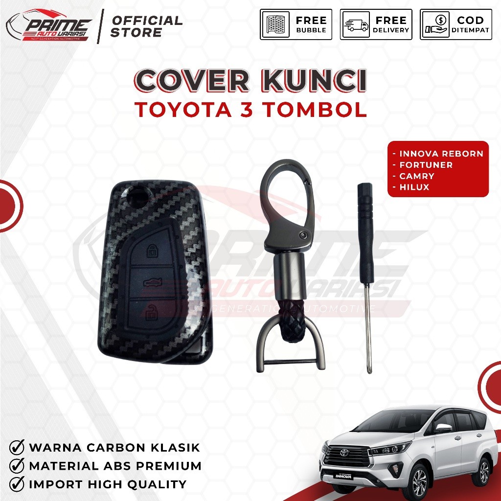 

Casing Remote Kunci Carbon Innova Reborn Alphard Hilux Camry Fortuner 3 Tombol