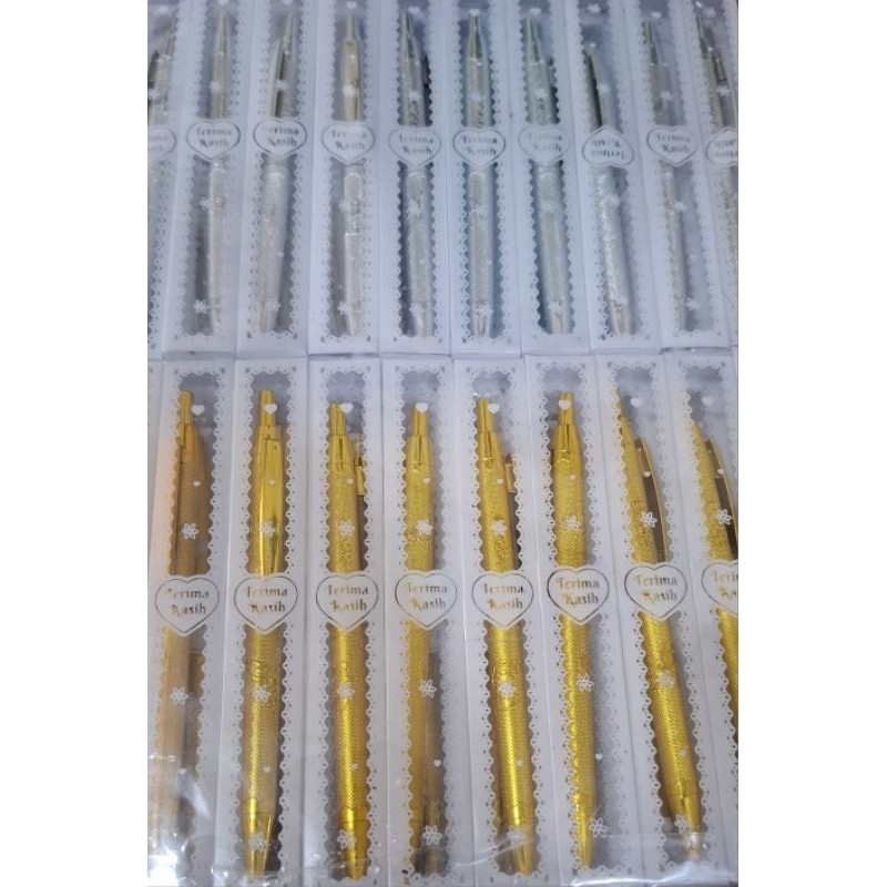 

( ISI 100 PCS ) PULPEN EMAS PERAK KEMAS MIKA SOUVENIR PERNIKAHAN KHITANAN ULANG TAHUN MURAH UNIK