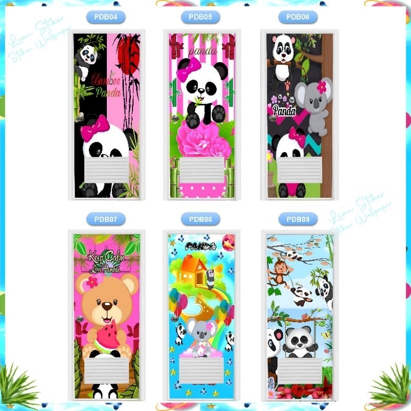 Stiker pintu kamar mandi motif panda