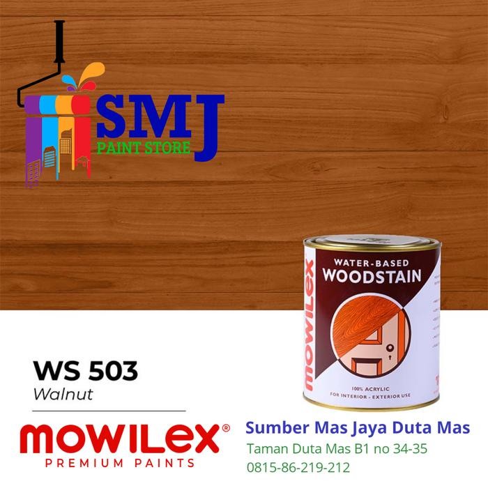 Tuklex- Cat Woodstain Kayu MOWILEX Water Based 503 Warna Walnut 1L