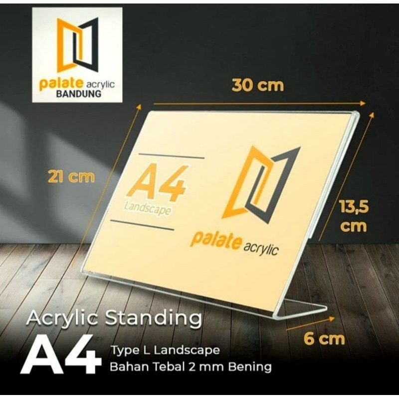 

[READY] Akrilik Tent Holder A4 L Landscape/ Tempat brosur akrilik A4