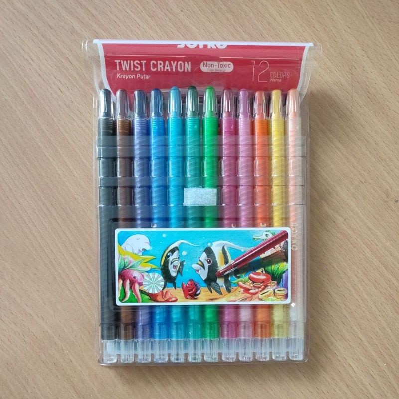 

[READY] Crayon Putar Panjang 12 Warna Joyko TWCR-12S Twist Crayon
