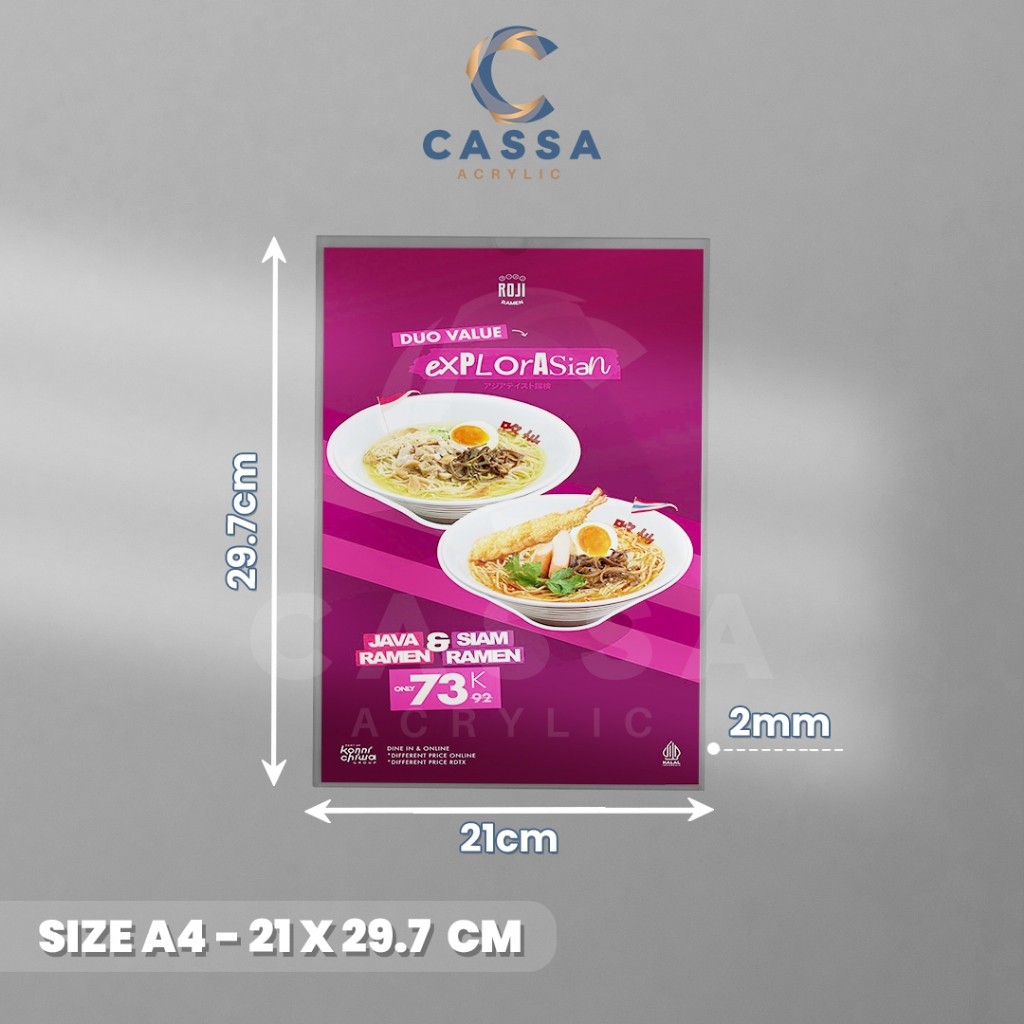 

JH8 Akrilik Tempat Brosur Pocket A4 2mm Frame Dinding