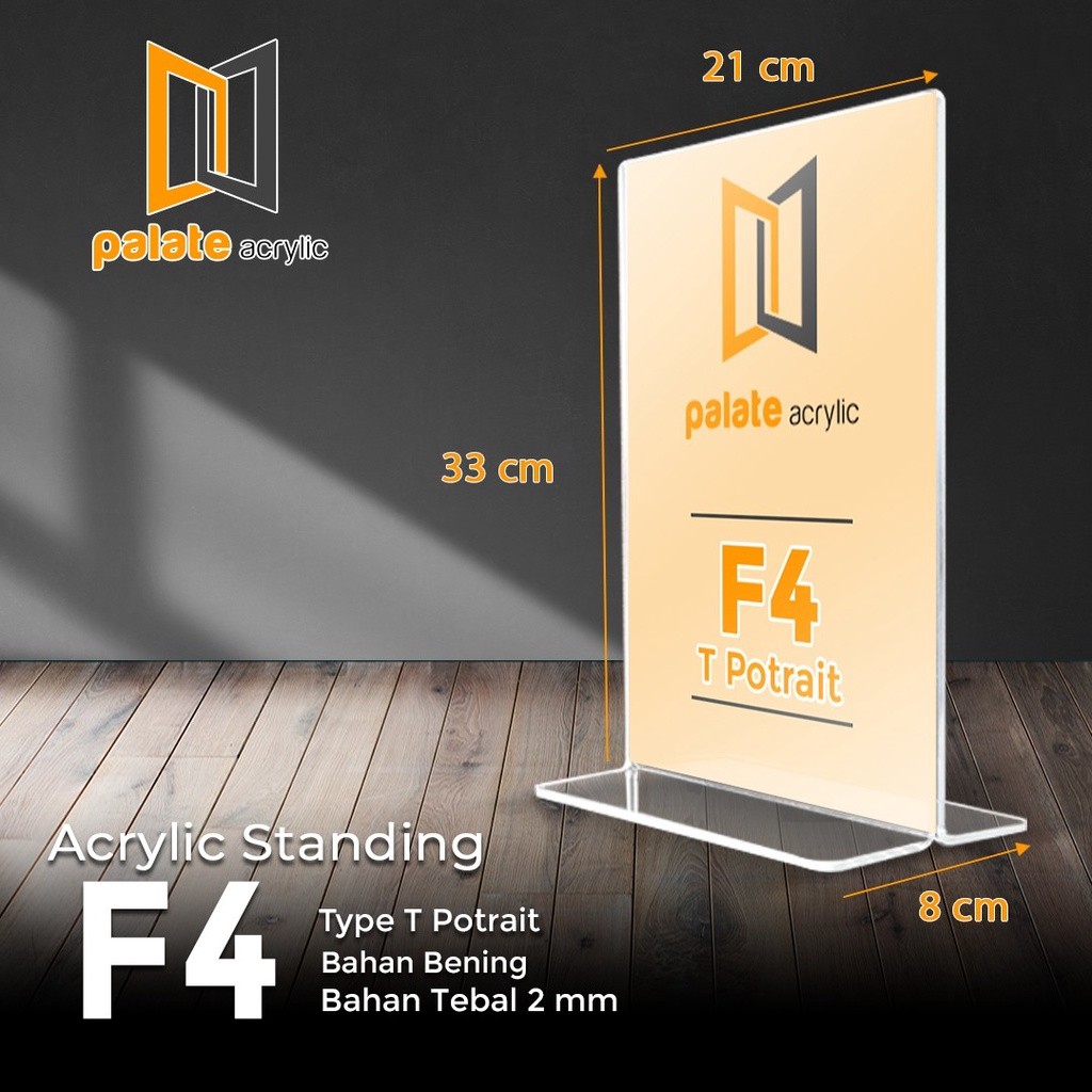 

JH8 AKRILIK TENT HOLDER F4 T PORTRAIT - 2MM STANDARD