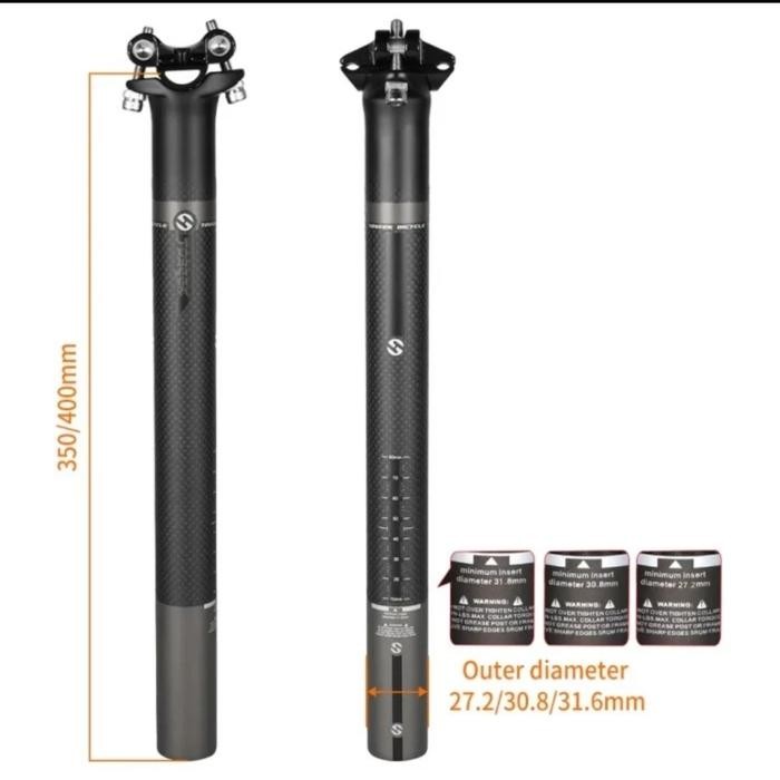 BEST SALE SEATPOST CARBON TOSEEK ULTRA LIGHT 400MM TIANG SADEL CARBON TOSEEK