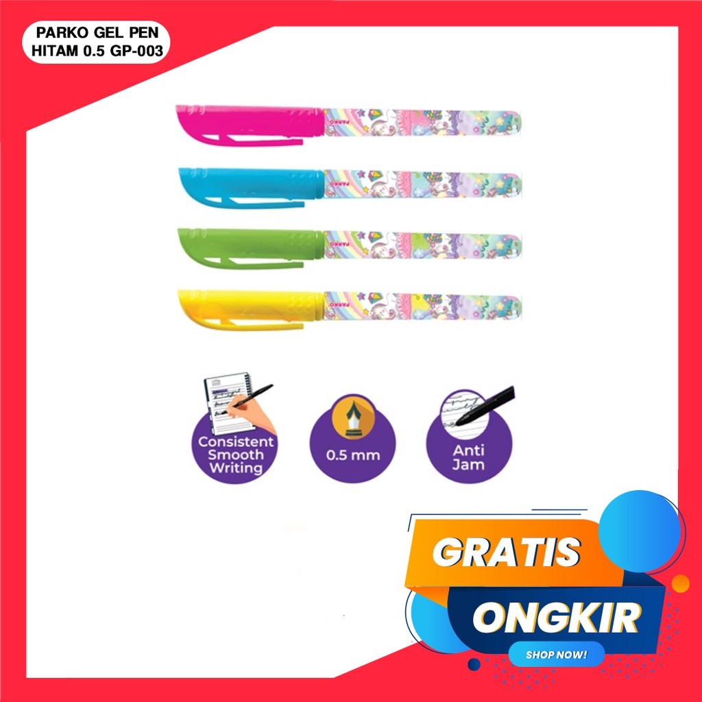 

PARKO Gel Pen / Pulpen / Gel Pen GP-003 Hitam 0.5