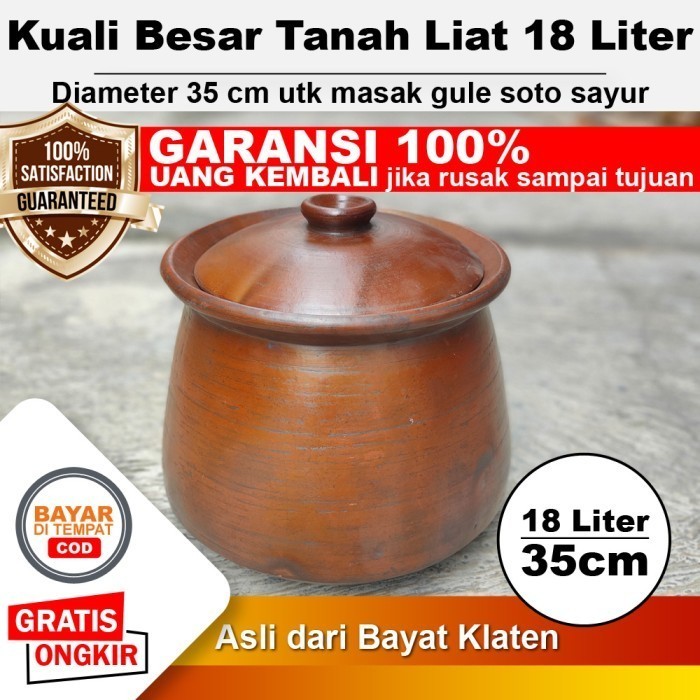 Kuali Besar Jumbo Tanah Liat Gerabah Kuwali Kwali - Diameter 35 cm 18 Liter
