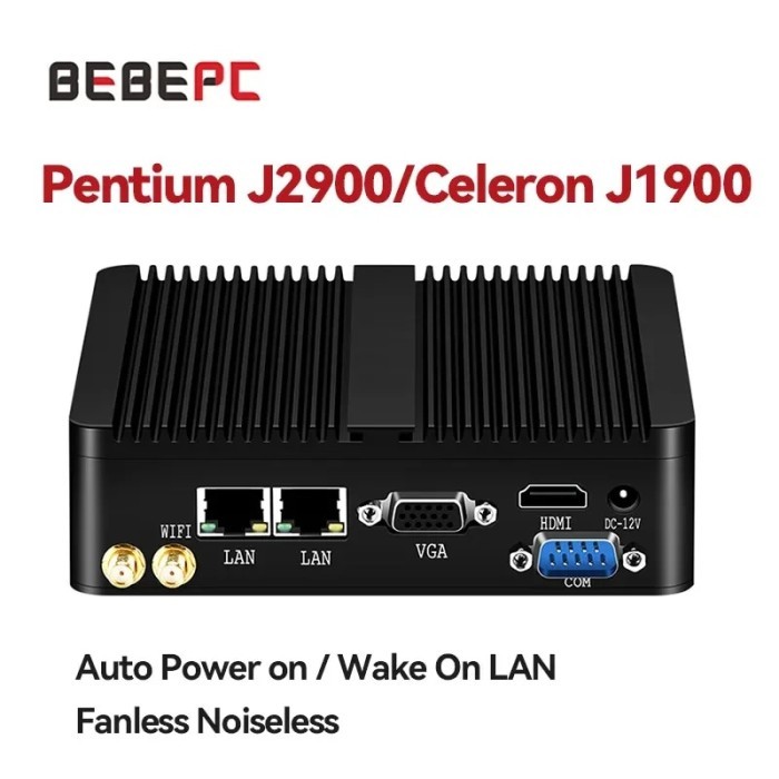 Mini pc Industrial Fanless Mini PC Celeron J6412 J1900 N2840 Dual LAN