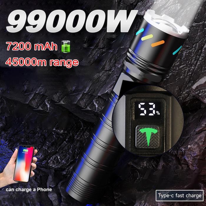 HOT SALE Senter Police Swat 99000 watt Super Terang Rechargeable Flashlight LED