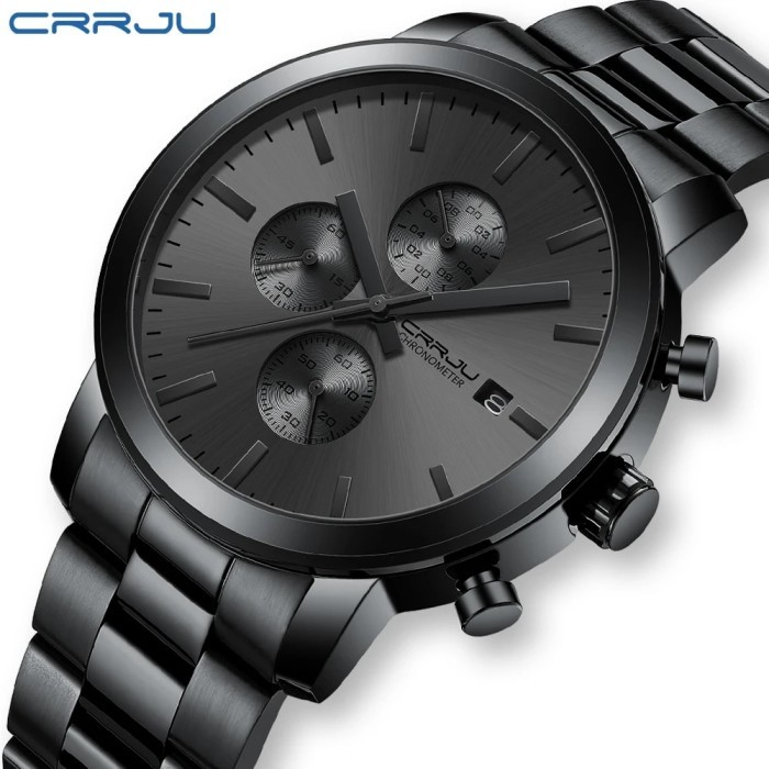 CRRJU Watch Men Stainless Steel Chronograph Watches for Men Luxury