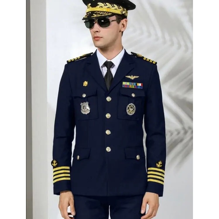 Blue US Navy Uniform Officer Suit Sping Military Crew Yacht Captain
