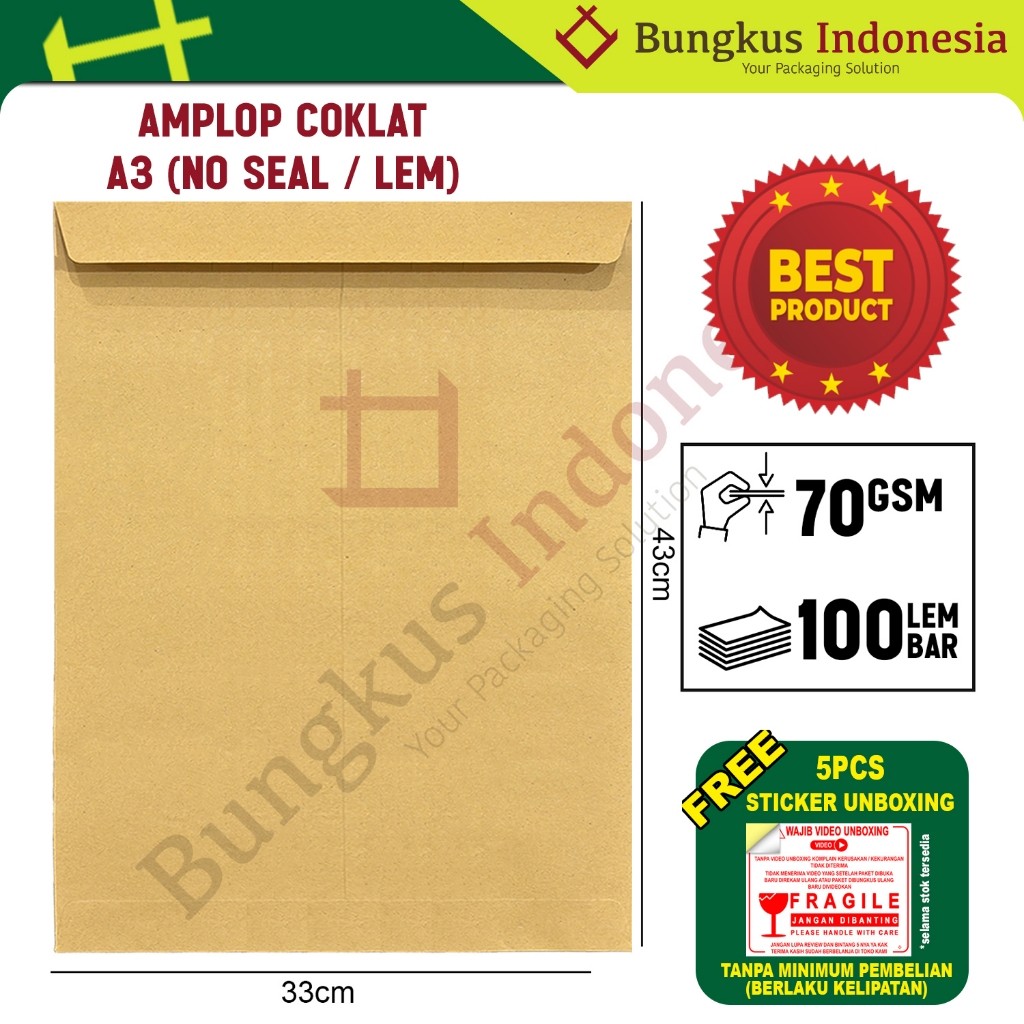 

Amplop Coklat A3 33x43cm Isi 100 Lembar