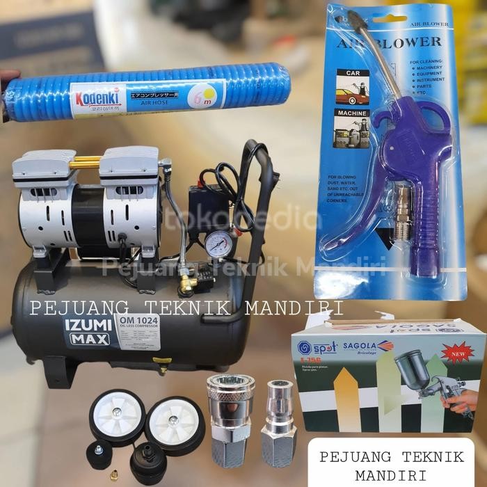 Terpercaya- MESIN KOMPRESOR ANGIN OILLESS IZUMI MAX OM 1024 1HP / IZUMI OM1024 24L