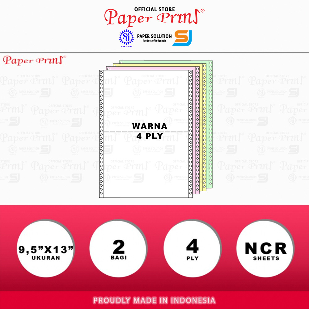 

Paperyns Kertas Continuous Form 4PLY NCR Folio 9,5" x 13"/2 (Bagi 2)