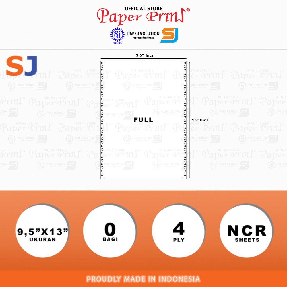 

SJ Orange Kertas Continuous Form 4PLY NCR Folio 9,5" x 13