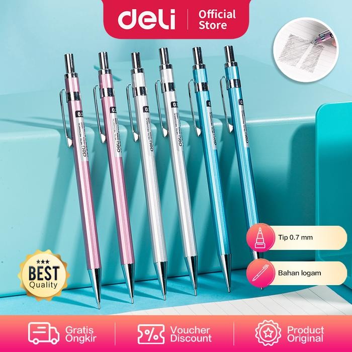 

Ready JT Deli Metal Mechanical Pencil Pensil Cetek Bahan Logam Tip 0.5 mm EU999