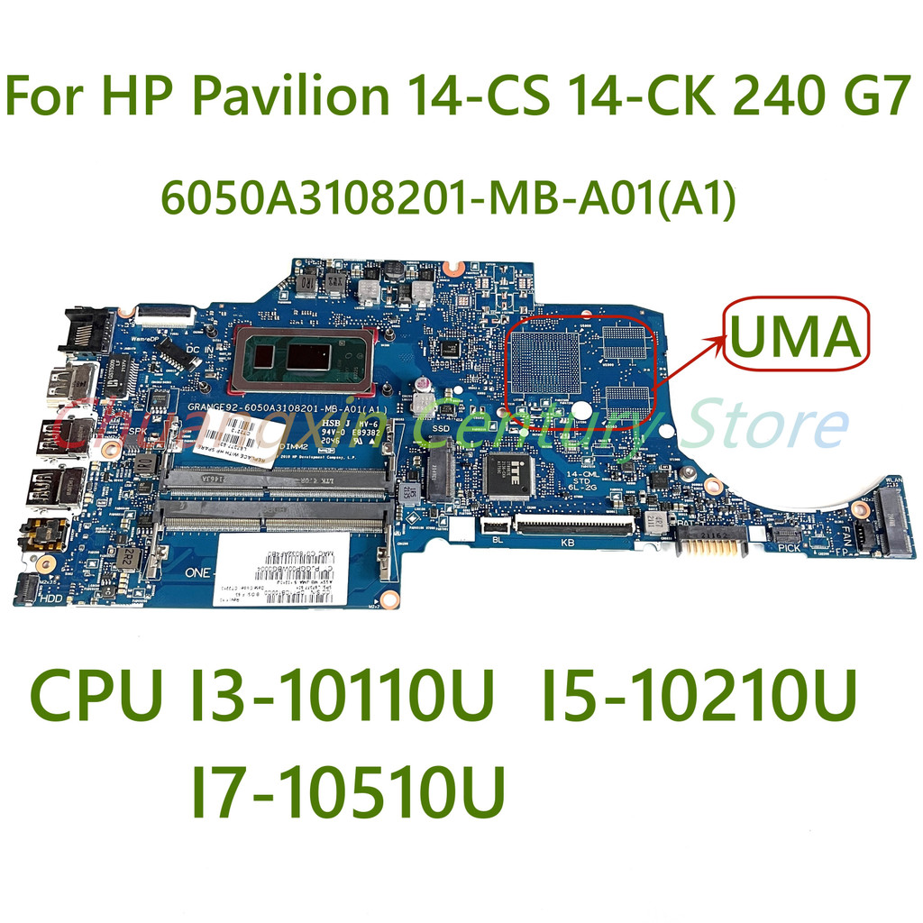 For HP Pavilion 14-CS 14-CK 240 G7 Laptop motherboard 6050A3108201-MB-A01 with CPU I3-10110U I5-1021