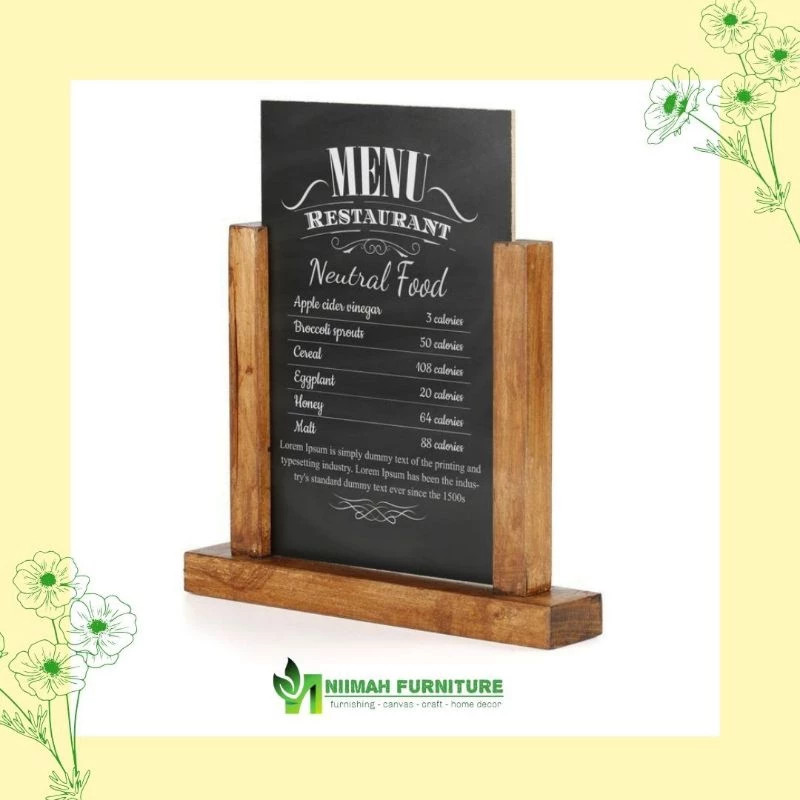 

Stand Menu Kayu Elegan Tent Card Berdiri untuk Restoran & Kafe