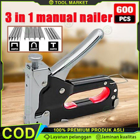 

3 In 1 Stapler Gun Staples Tembak Gun Tacker Powerfull Pistol Stapler Gratis 600 Staples Pistol Kuku