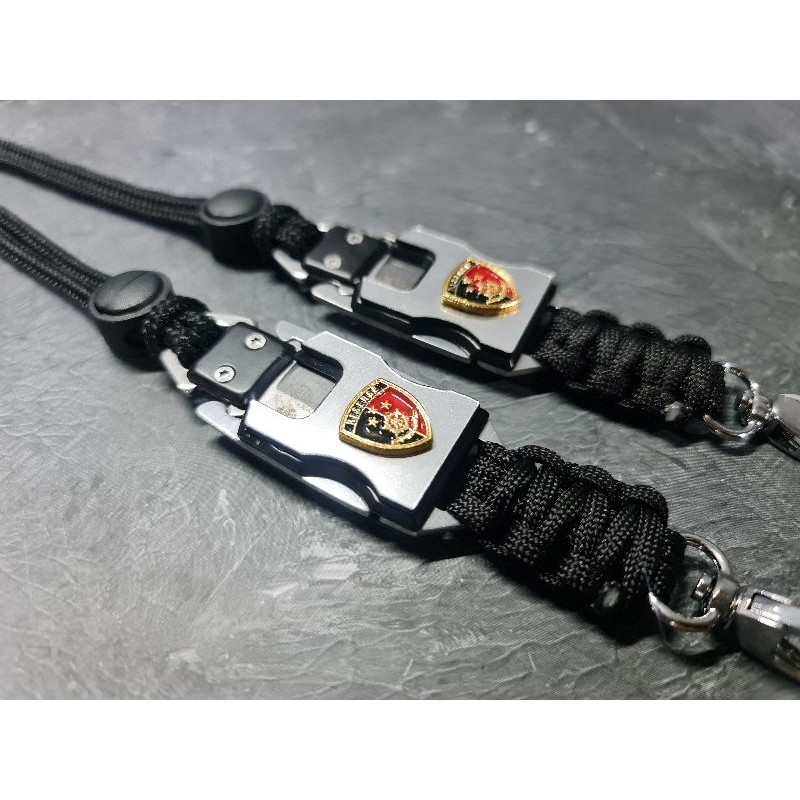 

tali lanyard name tag id card mini knife logo RESERSE timbul