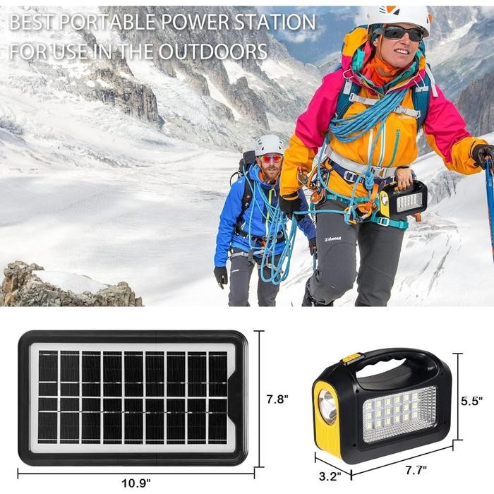 PREMIUM Solar Light Lampu Panel Surya VDR V-1588S-U Dengan 2 Bohlam - Solar Lighting System Lampu