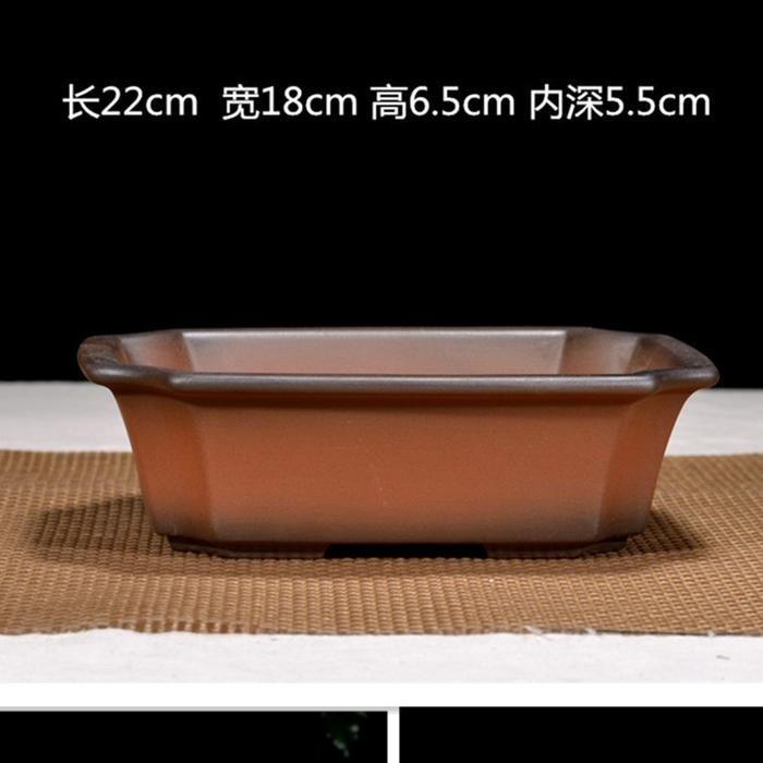 PREMIUM YiXing Zisha Chamfered Rectangle Bonsai Pot