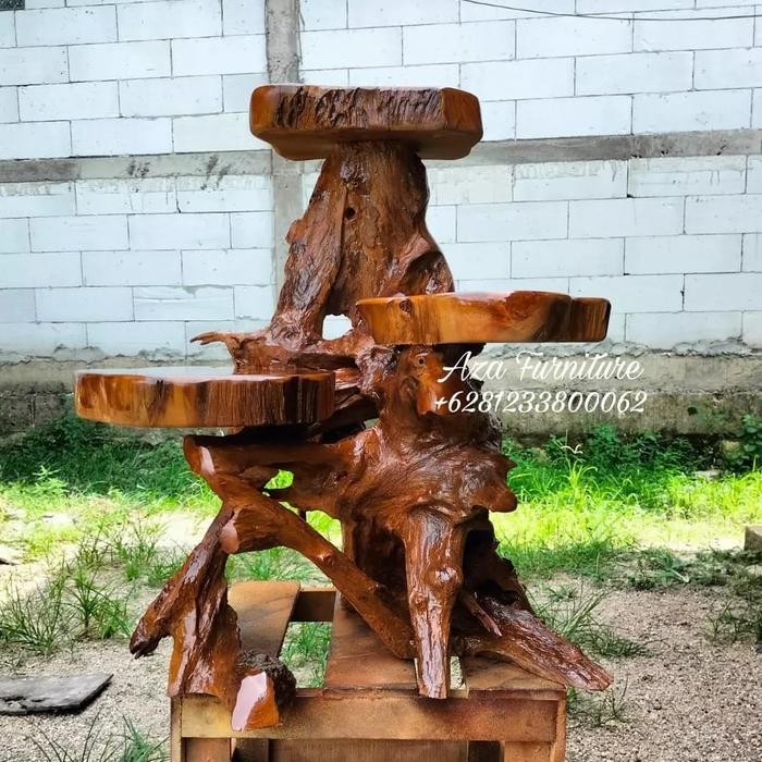 PREMIUM Rak Tanaman - Dudukan Bonsai - Meja Bonsai Unik Akar Jati Bp. Hermes