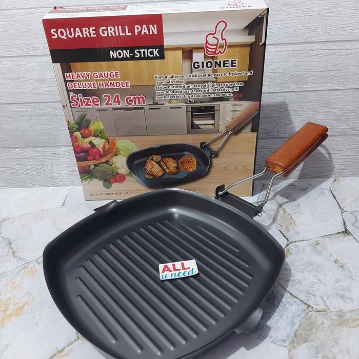 PREMIUM Square Grill Pan 24 Cm Wajan Teflon BBQ Bakaran Sate Roti Bakar