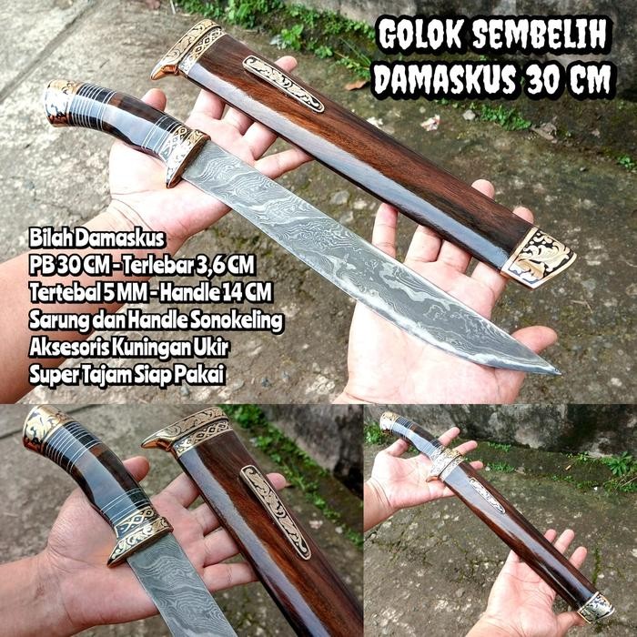 PREMIUM pisau Golok Sembelih Damaskus 30 Custom Super Tajam Siap Pakai