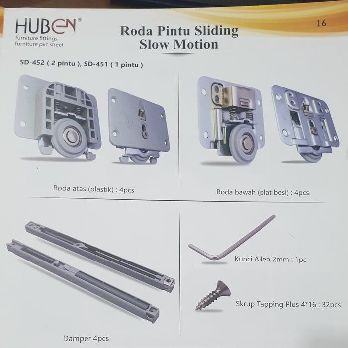 Rell Pintu Sliding SD 452 untuk 2 pintu merk Huben