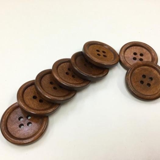 PREMIUM Kancing Kayu Coklat Besar 4 Lubang