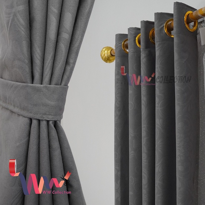 KirimLgSg-Harga Murah Gorden Pintu Jendela Polos Embos Smokering Abu Coklat Biru Pink Ungu Putih Mar