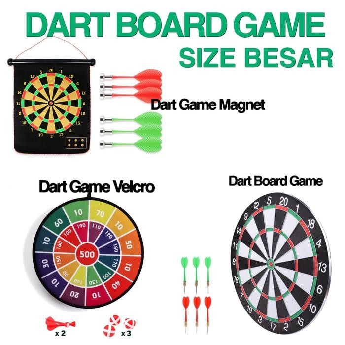 jayAbadi-- DART BOARD Game BESAR Papan Panah Dart Arrow/Magnet/Velcro TERLENGKAP