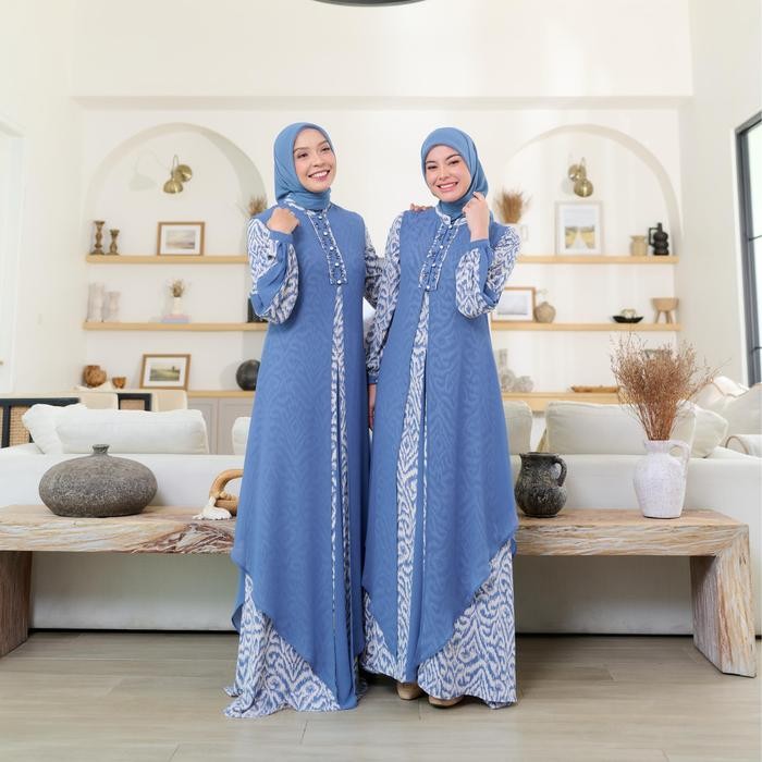 Madeira.id - Etnik Set Dress (Denim, Inner Gamis & Outer, Wudhu Busui Friendly)