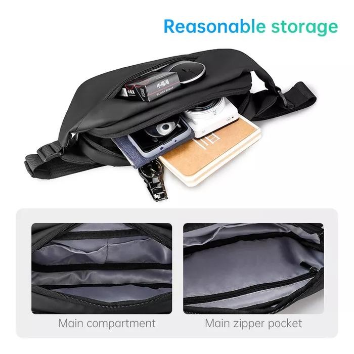 Mark Ryden Mr7786 Tas Selempang Pinggang Pria Crossbody Waistbag Slingbag - Hitam