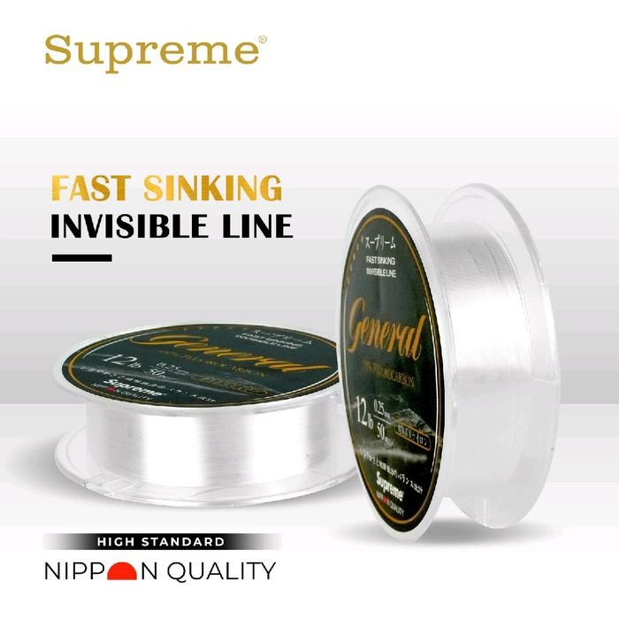 Senar Leader Supreme General 100% Fluorocarbon Soft 50M Senar Pancing [Ori]