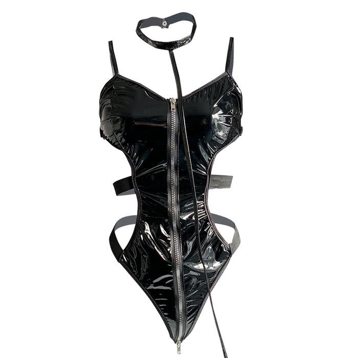 LINGEIRE SEKSI KULIT PU BACKLESS MINI DRESS MODEL EROPA AMERIKA